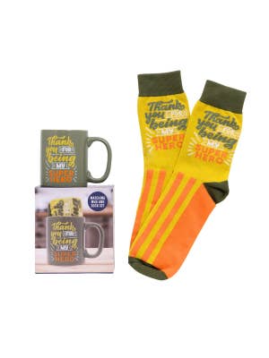 Father's Day Super Hero Mug & Sock Set
