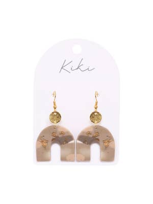 KiKi Beige Shimmer Arch Earrings