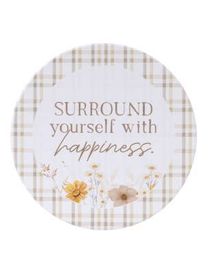 Rustic Meadow Happiness Ceramic Coaster 