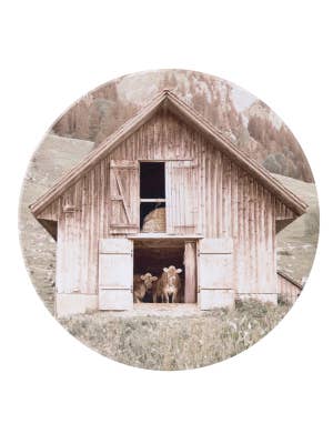 Rustic Meadow Barn Ceramic Coaster