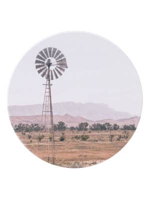 Rustic Meadow Windmill Ceramic Coaster