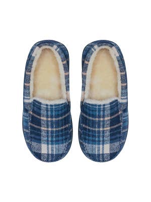 SnuggUps Men's Moccasin Navy Plaid