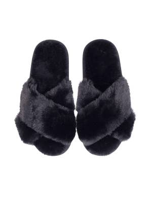 SnuggUps Women's Cross Open Toe Black