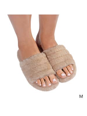 SnuggUps Women's Open Toe Latte Medium