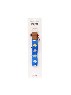 Teacher Blue Floral Fabric Lanyard