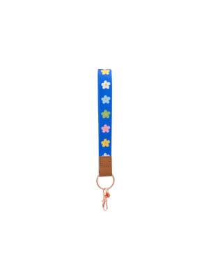 Teacher Blue Floral Fabric Wristlet Keychain