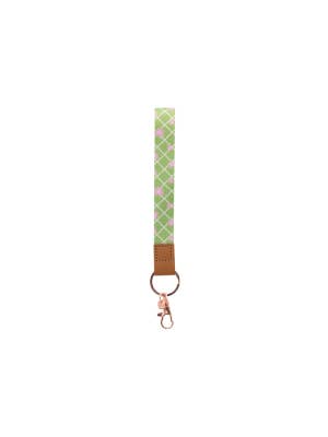 Teacher Green Daisy Fabric Wristlet Keychain