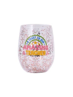 Teacher Amazing Glitter Wine Glass