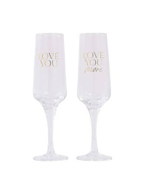 Wedding Love You Wine Glass Set