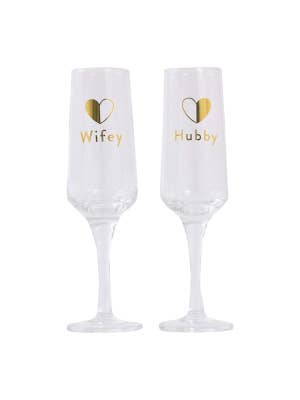 Wedding Wifey & Hubby Wine Glass Set