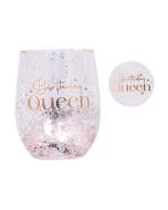 Celebration Birthday Glitter Stemless Glass & Badge Set